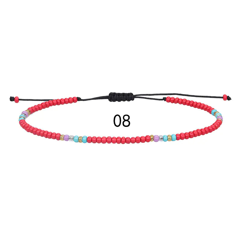 Colorful Beaded Woven Anklet for Summer Beach Wear