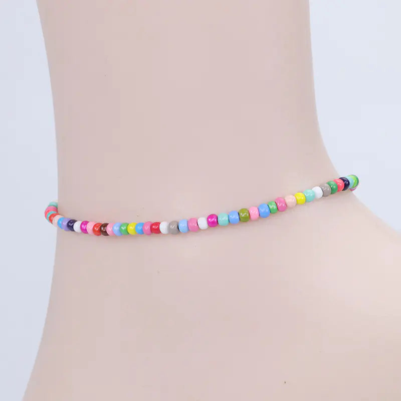 Colorful Beaded Woven Anklet for Summer Beach Wear