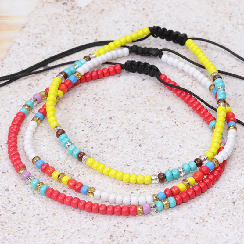 Colorful Beaded Woven Anklet for Summer Beach Wear